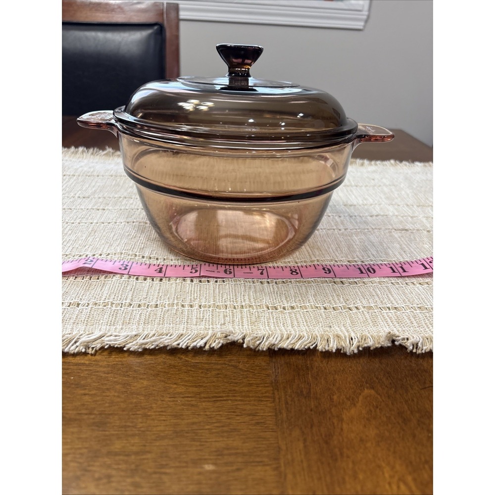 Corning Ware France Vision Pyrex V-20-B Amber Double Boiler Insert Pot w/ Lid